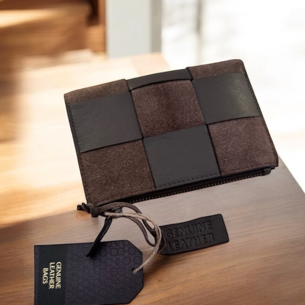 Genuine Leather Brown wallet unisex Bag - Picture 3 of 12